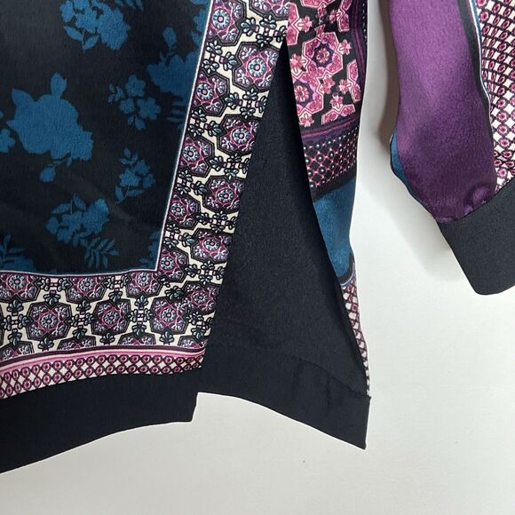 Chicos Patchwork Print Kimono Topper Jacket Womens 12/14 2 Large Purple - Picture 8 of 10